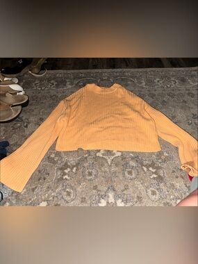H&M Orange Ribbed Cropped Sweater